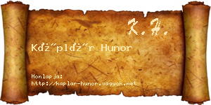 Káplár Hunor névjegykártya